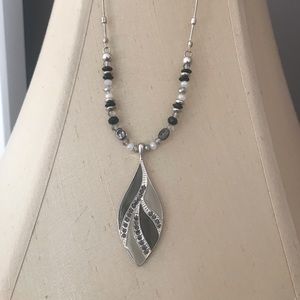 Silver and black beaded necklace
